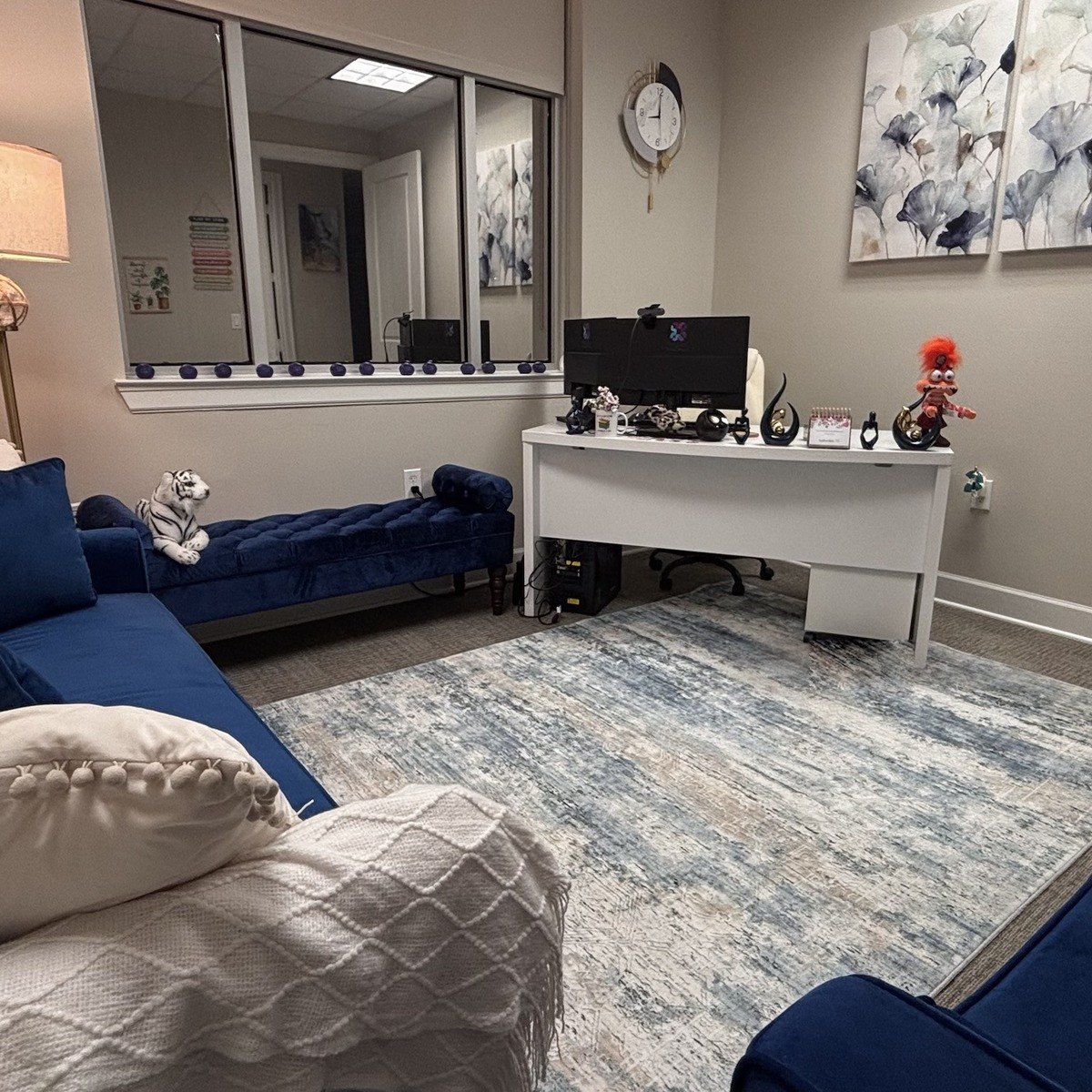 Seating in the Blue Room beside the window